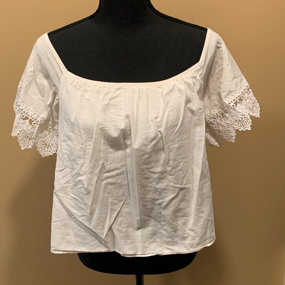 Express Off The Shoulder Built-In Bra White Top Size Small
